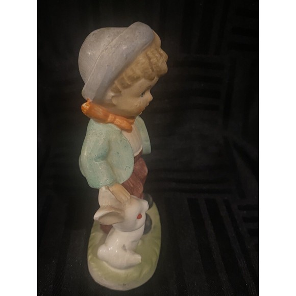 Vintage Norleans Japan Boy with Bunny rabbit Figurine Easter home decor - Picture 4 of 6